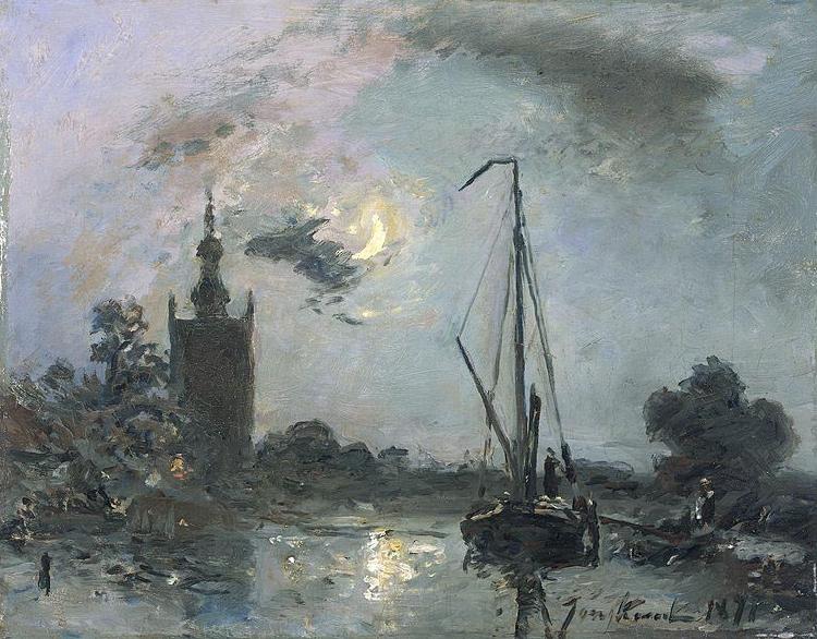 Johan Barthold Jongkind Overschie in the Moonlight Germany oil painting art